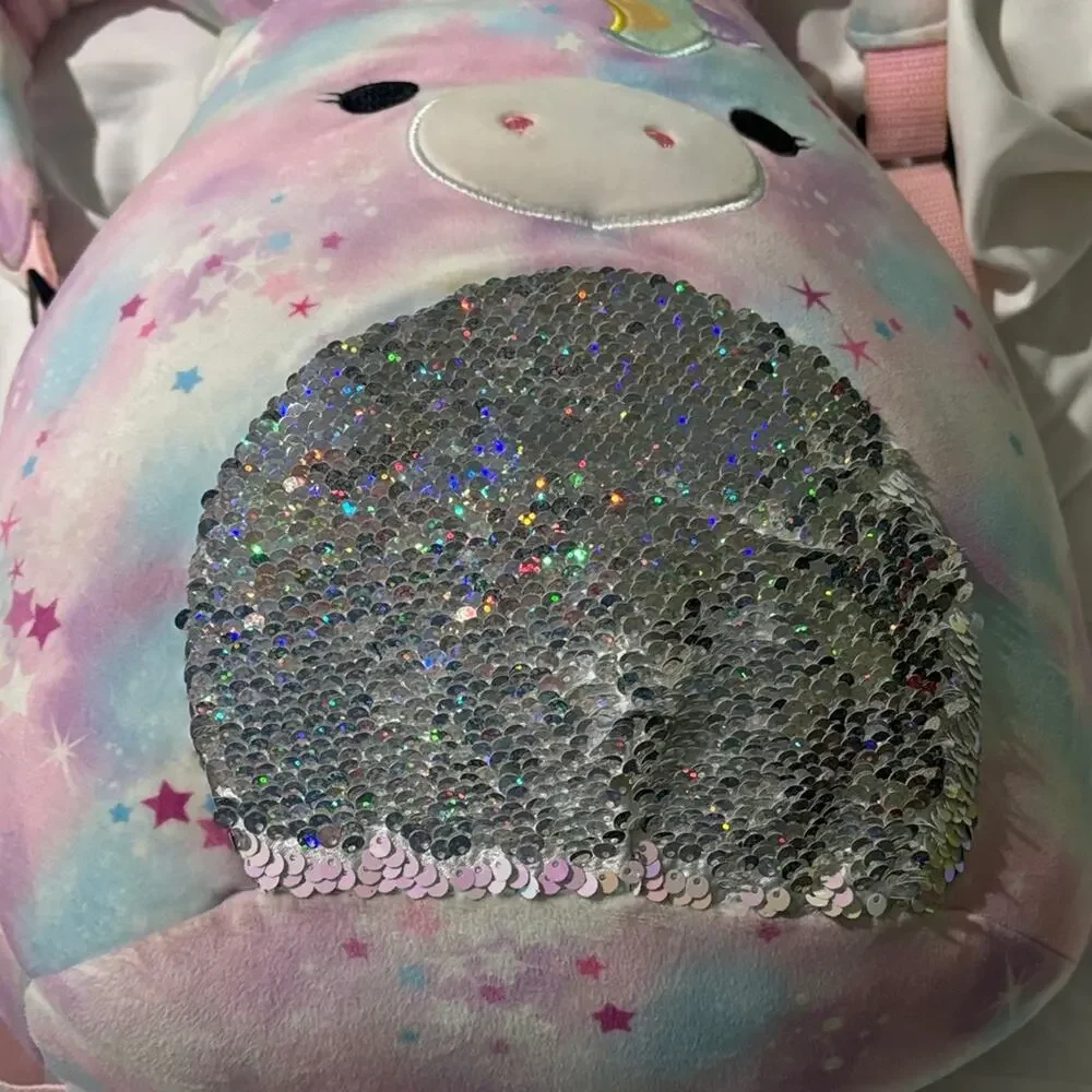 Squishmallow Magical Unicorn Kids Backpack w/ Sequin Accents that flips euc